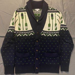 Merona Blue & Cream Grandpa Vintage Knit Cardigan - Small
